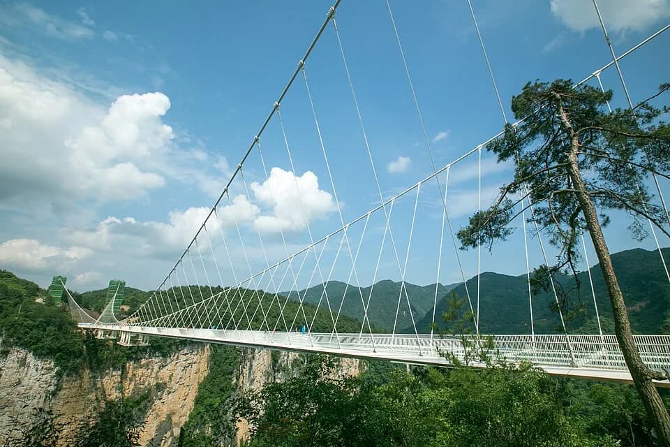 Glass bridge over Zhangjiajie Grand Canyon