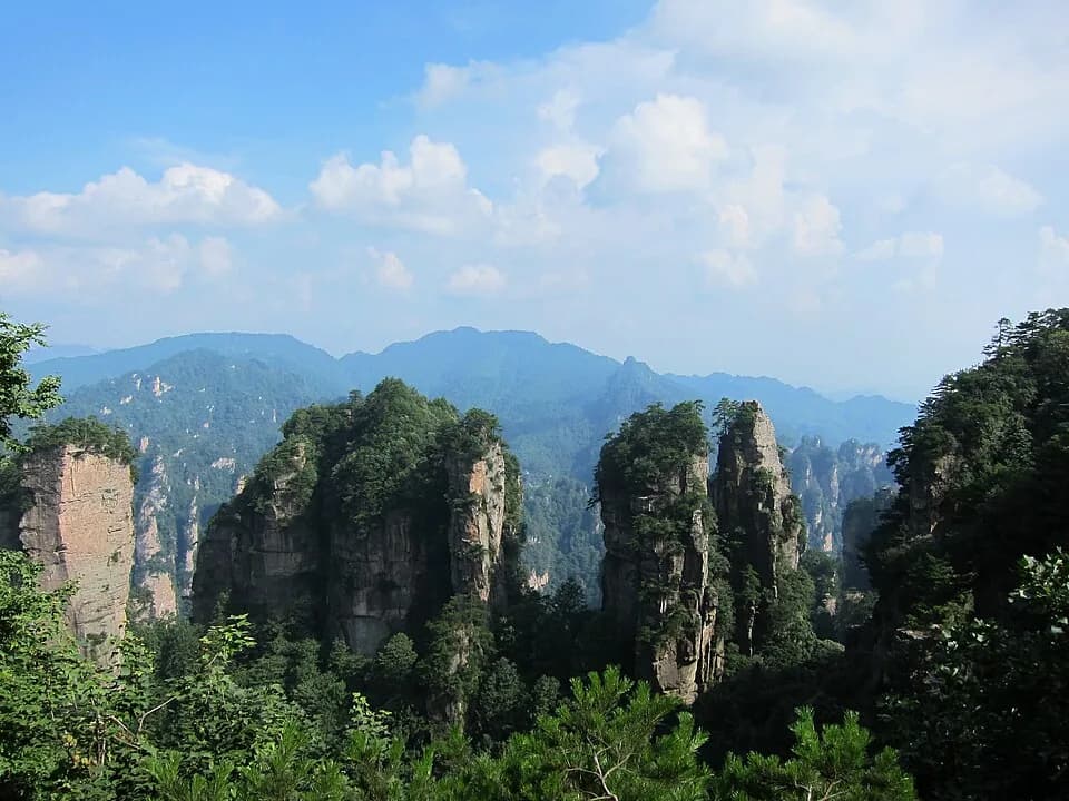 Sandstone pillars in Zhangjiajie National Forest Park