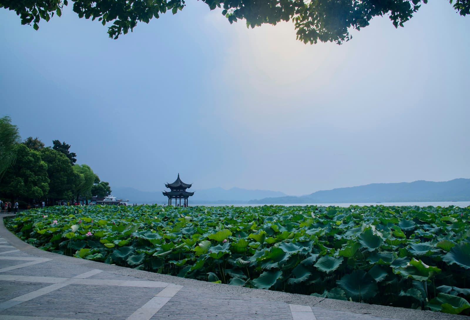 West Lake and a traditional pavilion in Hangzhou