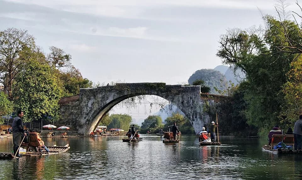 Bamboo rafts on the Yulong River