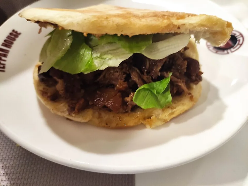Roujiamo pork flatbread sandwich